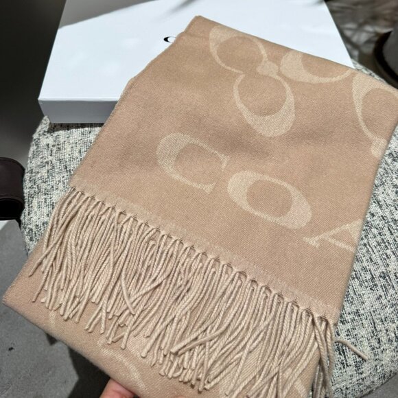 COACH Wool Cashmere Angora Silk Scarf - Picture 1 of 4